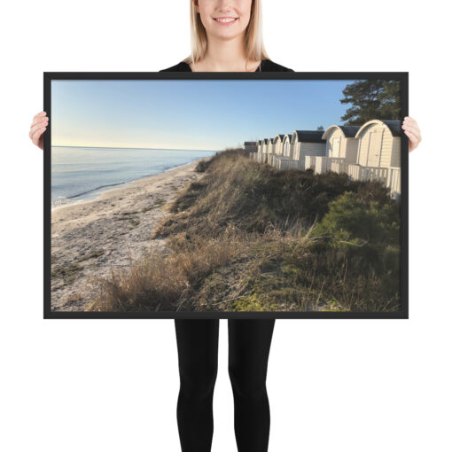 Inramad poster - Strand och badhytter