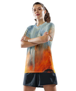 Alternative view of Hållbar unisex tränings-t-shirt - Blåflammig